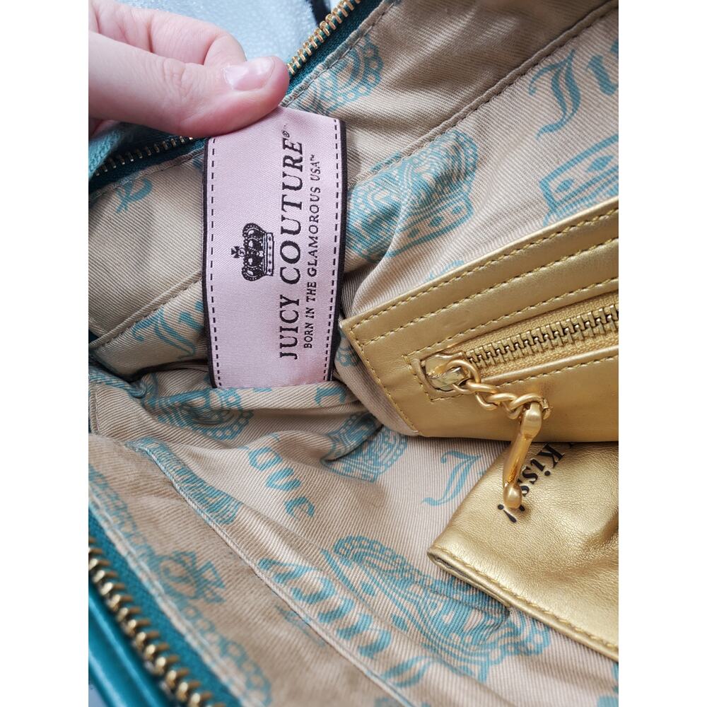 Juicy Couture Green Yellow Paisley Couture Baby Shoulder Bag Vintage Y2K - Picture 5 of 16